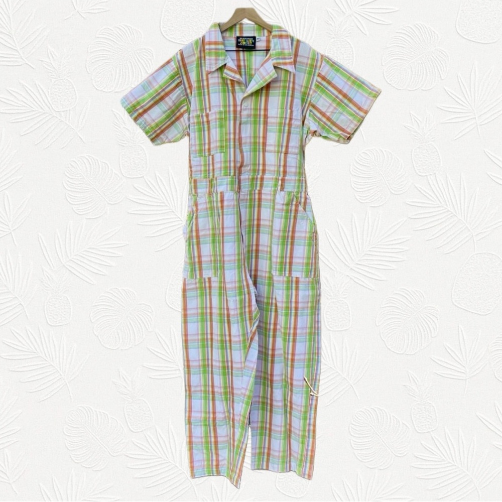 Big Bud Press Spring Rainbow Plaid Short Sleeve Jumpsuit Size 3XL